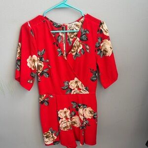 Charlotte Russe Red Floral Bodysuit